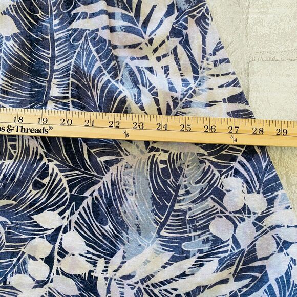 Woman Within Blue Tropical Leaf Print Sleeveless Linen Blend High Low Dress 18W - Picture 7 of 9